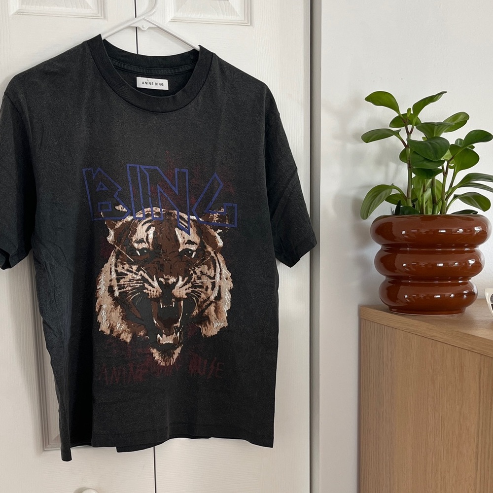 Anine Bing Black Tiger Graphic Tee